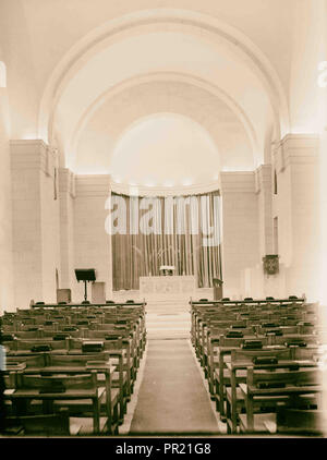 Scottish Memorial, Church of St. Andrews. Interior of the church, looking towards the apse (altar). 1940, Jerusalem, Israel Stock Photo