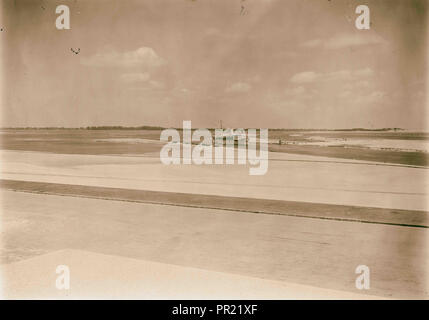 Egypt. Ismailia. Ship passing thro[ugh] the canal. Taken from monument terrace. 1934, Egypt, Ismailia Stock Photo