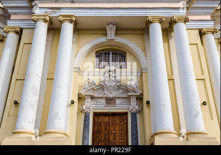 The main entrance to the Church of Saints Peter and Paul in Vilnius. Lithuania Stock Photo