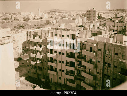 Jerusalem skyscrapers at head of Ben Yahuda Street off King George Ave. 1940, Jerusalem, Israel Stock Photo