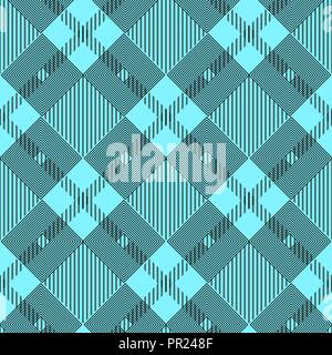 Plaid checkered tartan seamless pattern in black and blue colors. Vector Stock Vector