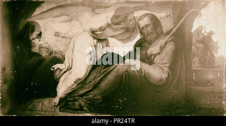 Famous religious paintings. Joseph's Dream and Flight into Egypt, in Church of the Nativity. 1898, West Bank, Bethlehem Stock Photo
