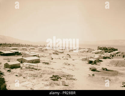 Ain Geb from the watch tower looking towards (S.W.) Semakh. 1945, Agricultural facilities, Israel Stock Photo