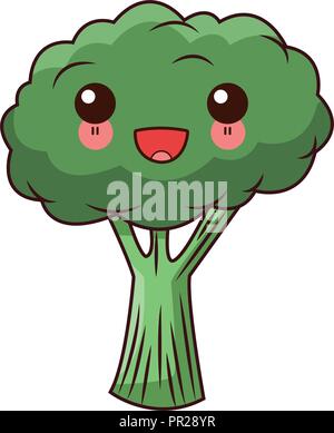 Broccoli kawaii cartoon Stock Vector