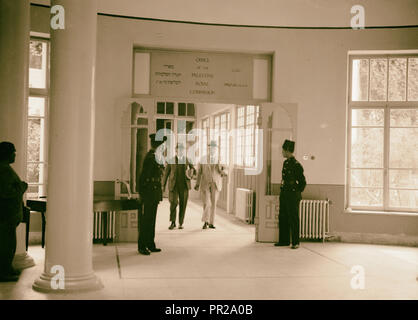 Palestine disturbances 1936. Members of the Royal Commission leaving the offices of the Palestine Royal Commission. Stock Photo