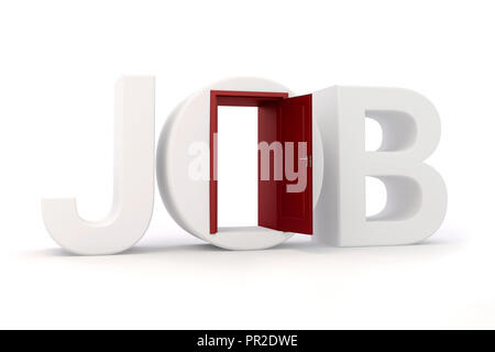 3d job text and door, on white background Stock Photo