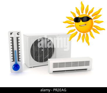 Modern air conditioning on a white background. 3d rendering Stock Photo ...