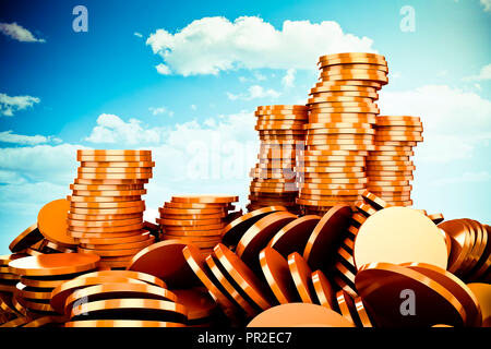 3d render of gold coins money Stock Photo - Alamy