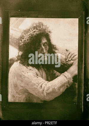 Religious paintings in Palestine. Man of sorrows, by Repen. 1900 Stock Photo