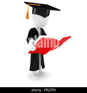 3d man student and book on white background Stock Photo