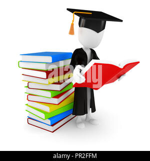 3d man student and book on white background Stock Photo