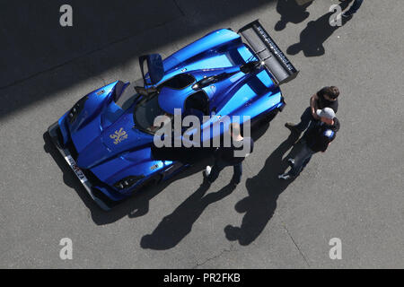 Praga R1R sports car produced by the Praga Company pictured from above during a press presentation in Prague, Czech Republic, on 28 May 2015. Stock Photo