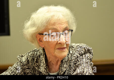 Uruguayan poet Ida Vitale at a presentation on the campus of Texas A&M University, April 22 , 2015. Stock Photo