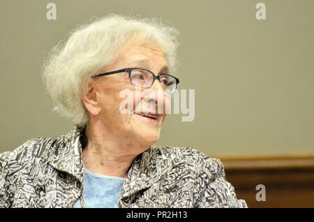 Uruguayan poet Ida Vitale at a presentation on the campus of Texas A&M University, April 22 , 2015. Stock Photo