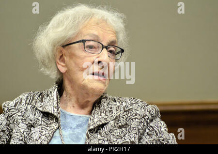 Uruguayan poet Ida Vitale at a presentation on the campus of Texas A&M University, April 22 , 2015. Stock Photo