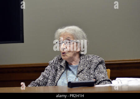 Uruguayan poet Ida Vitale at a presentation on the campus of Texas A&M University, April 22 , 2015. Stock Photo