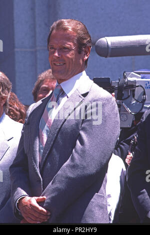 Actor, Roger Moore honored in San Francisco during James Bond Day, 1985 Stock Photo