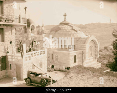 Church on the western hill 'Zion'. New Church of St. Peter. Built by the Assumptionists, Olivet in background. 1931, Jerusalem Stock Photo