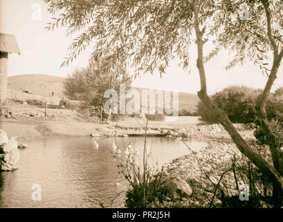 Wady Sha'ib Es-Salt, Amman, etc. Source of the Zerka. 1920, Jordan Stock Photo