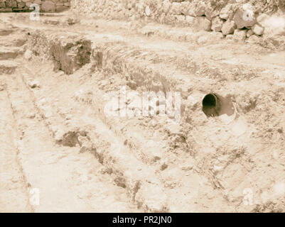 Various subjects of archaeological interest Pottery aqueduct from Solomon's pools. 1920, West Bank Stock Photo