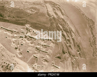 Air route to Baghdad via Amman and the desert. Ancient excavated site in Iraq. Typical of the countless mounds Stock Photo