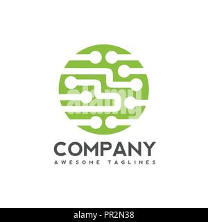 Digital electronics logo design, Creative electronic circuits logo vector, IT technology logo concept Stock Vector