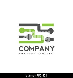 Digital electronics logo design, Creative electronic circuits logo vector, IT technology logo concept Stock Vector