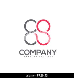 letter ES circle connect logo concept , ES Letter circle flat color logo design Stock Vector