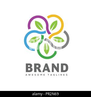 green leaf circle vector logo. green leaf connection logo Leaf logo ,Eco graphic creative template. nature health green logo vector Stock Vector