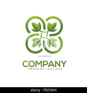 green leaf circle vector logo. green leaf connection logo Leaf logo ,Eco graphic creative template. nature health green logo vector Stock Vector