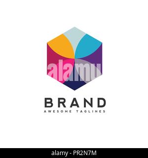 Hexagon color logo concept illustration. Hexagon abstract logo. Vector logo template Design element Stock Vector