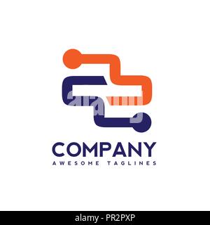 Digital electronics logo design, Creative electronic circuits logo vector, IT technology logo concept Stock Vector