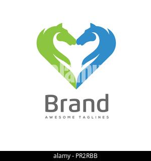 creative Horses love logo concept. unique Horses care logo concept. Vector illustration. Love for Horses logo Stock Vector