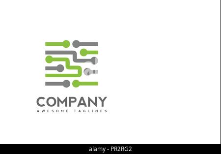 Digital electronics logo design, Creative electronic circuits logo vector, IT technology logo concept Stock Vector