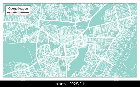 Ouagadougou Burkina Faso City Map in Retro Style. Outline Map. Vector Illustration. Stock Vector