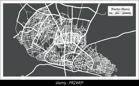 Porto Novo Benin City Map in Retro Style. Outline Map. Vector Illustration. Stock Vector