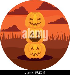 halloween pumpkins over white background, vector illustration Stock Vector