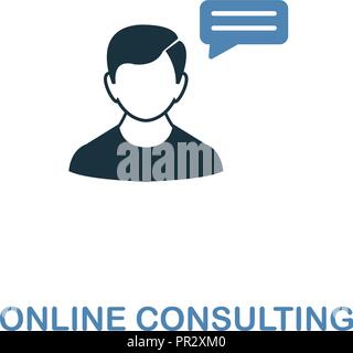 Online Consulting icon in two colors. Creative style design from online marketing collection. UX and UI. Pixel perfect online consulting icon. For web Stock Vector