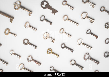 keys on white background - key pattern , Stock Photo