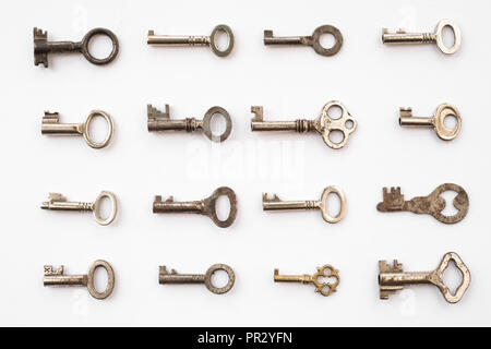 keys on white background - key pattern , Stock Photo