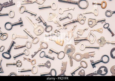 keys on white background - key pattern , Stock Photo
