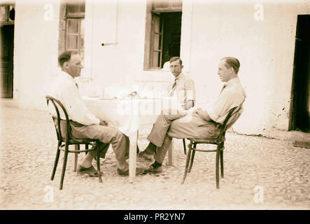 Men seated around table during visit of Prince William of Sweden?. 1921, Middle East, Israel and/or Palestine Stock Photo