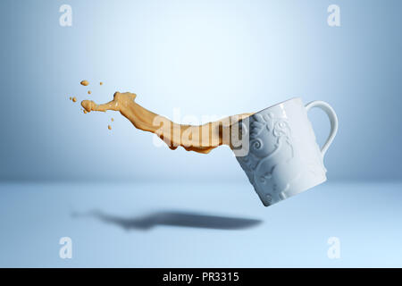 Coffee Mug Splashing in the Air, Drip Drop Stock Photo