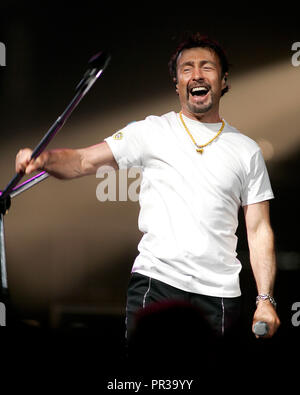 Paul Rodgers with Queen performs in concert at the American Airlines Arena in Miami, Florida on March 3, 2006. Stock Photo