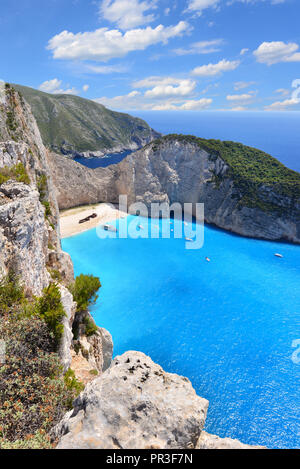 Navagio Beach on Zakynthos Island in Greece Stock Photo
