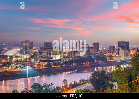 Charleston, West Virginia, USA skyline over the river at twilight. Stock Photo