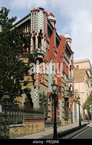 Casa Vicens, designed by Antoni Gaudí and built for industrialist Manuel Vicens in Barcelona, Spain. Stock Photo