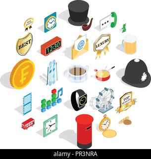 Period icons set, isometric style Stock Vector