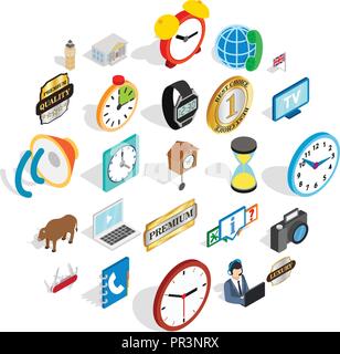 Time period icons set, isometric style Stock Vector