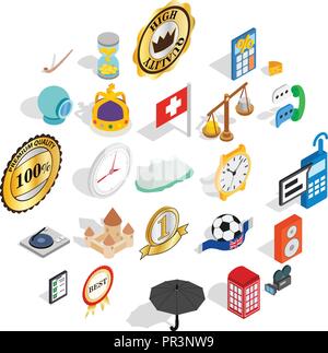 Time icons set, isometric style Stock Vector